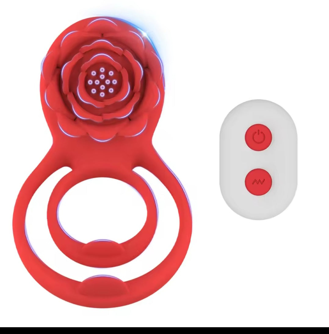 Rose Toy Dual Cock Rings Vibrator Strong Vibrating/ Charger included