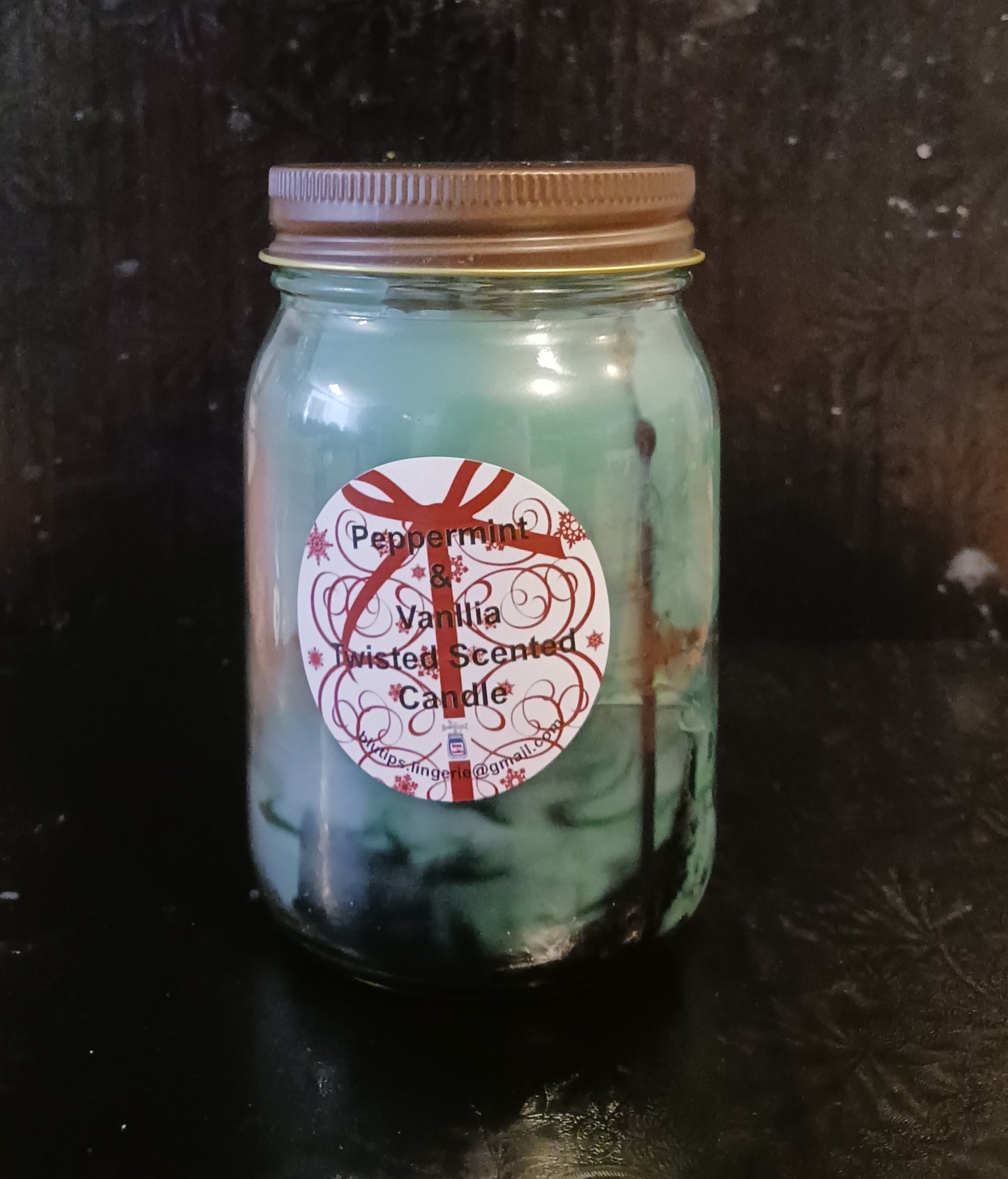 Twisted Peppermint & Vanilla Scented Mason Jar Candle