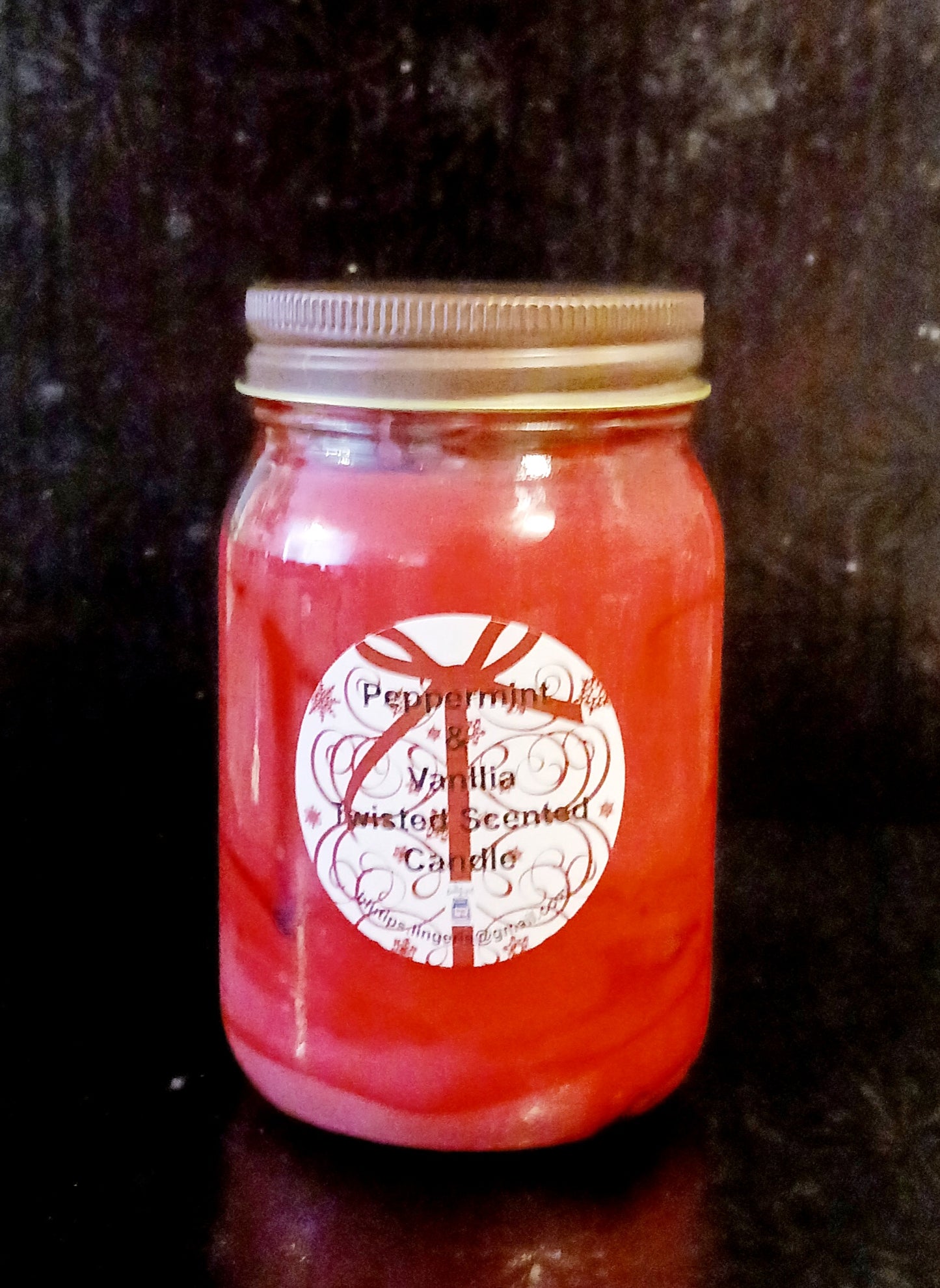 Twisted Peppermint & Vanilla scented Mason Jar Candle